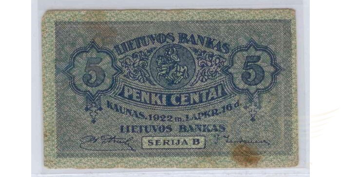 #9 1922 m. 5 centai serija B, VF!