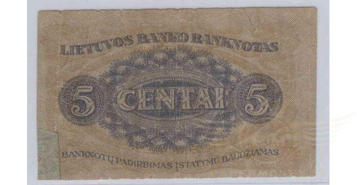 #9 1922 m. 5 centai serija N, VF!