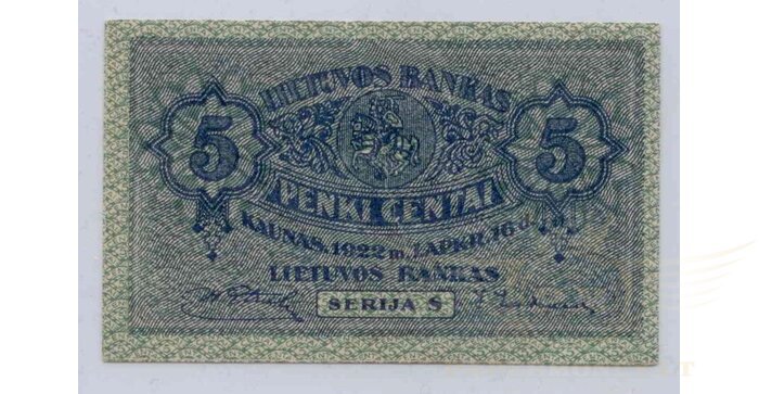 #9 1922 m. 5 centai serija S, VF!