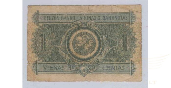 #1 1922 m. 09 mėn. 1 laikinasis centas VF!