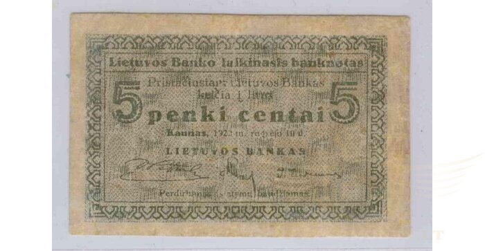 #2 1922 m. 09 mėn. 5 laikinieji centai VF!