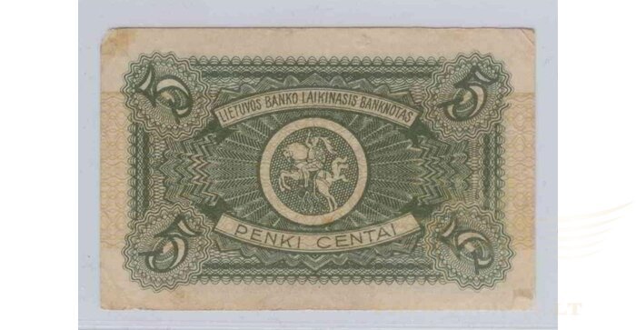 #2 1922 m. 09 mėn. 5 laikinieji centai VF!