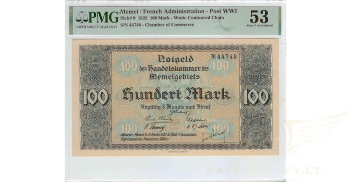 1922 m. 100 Memel markių, PMG53!