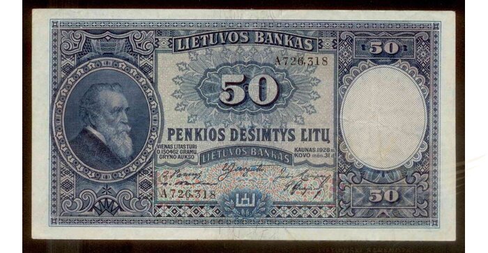 #24 1928 m. 50 litų serija A, VF+ !