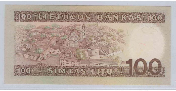 #50 1991 m. 100 litų  AG serija UNC-!