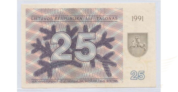 #36b 1991 m. 25 talonai su užrašu AX serija UNC!