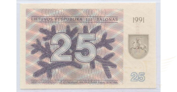 #36b 1991 m. 25 talonai su užrašu BO serija UNC!