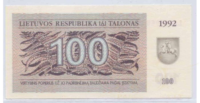 #42 1992 m. 100 talonų LA serija UNC!