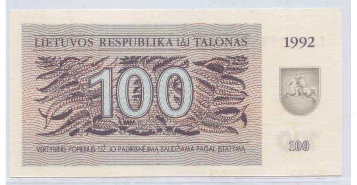 #42 1992 m. 100 talonų LA serija UNC!