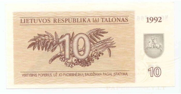 #40 1992 m. 10 talonų NG serija UNC!