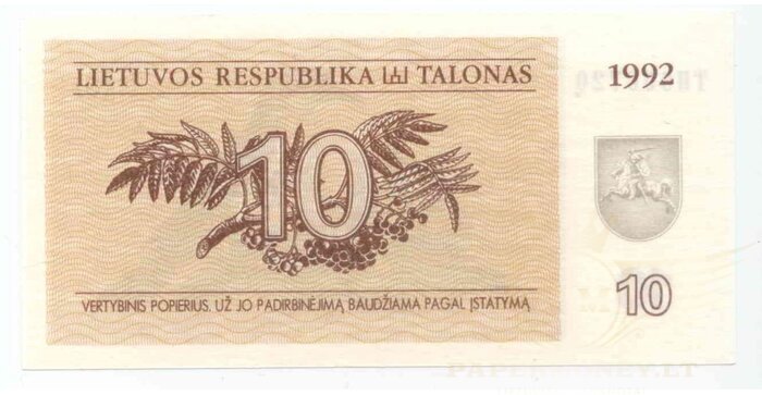 #40 1992 m. 10 talonų TH serija UNC!