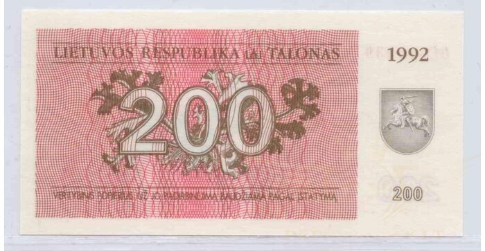 #43 1992 m. 200 talonų OC serija UNC!