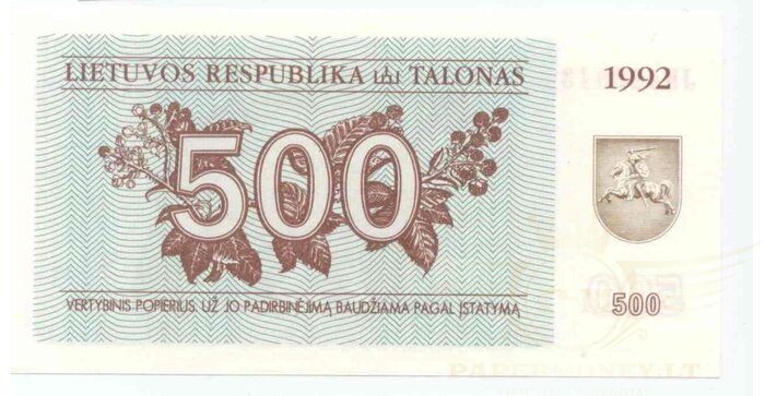 #44 1992 m. 500 talonai TA serija UNC!