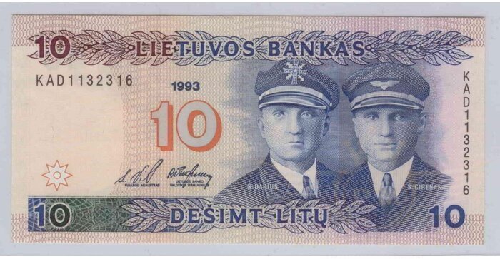 #56 1993 m. 10 litų  KAD serija UNC!