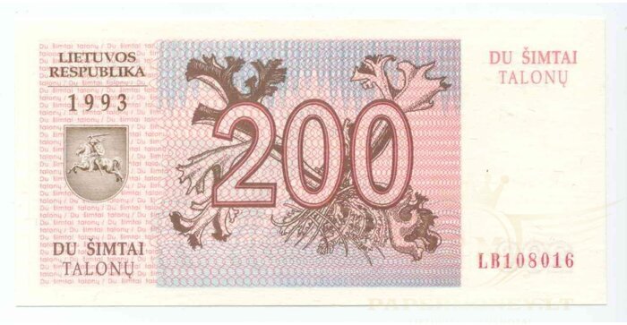 #45 1993 m. 200 talonų LB serija UNC!