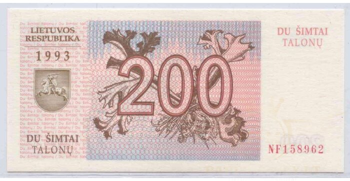 #45 1993 m. 200 talonų NF serija UNC!