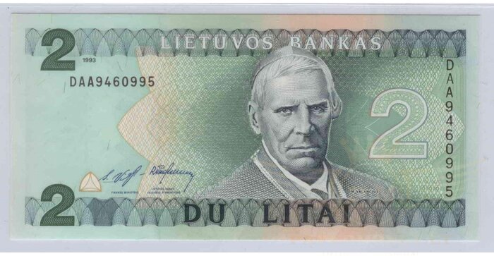 #54 1993 m. 2 litai  DAA serija UNC!