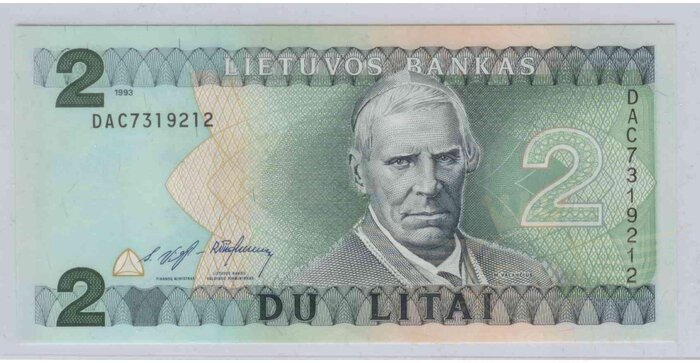 #54 1993 m. 2 litai  DAC serija UNC !