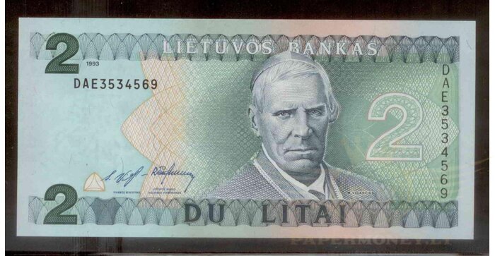 #54 1993 m. 2 litai  DAE serija UNC!