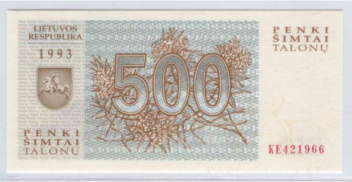 #46 1993 m. 500 talonų KE serija UNC!