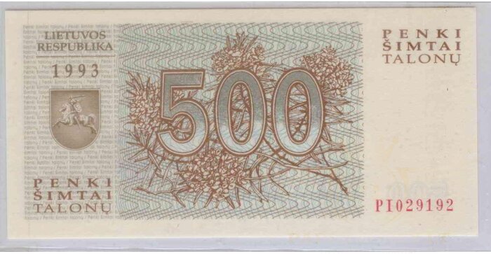 #46 1993 m. 500 talonų PI serija UNC!