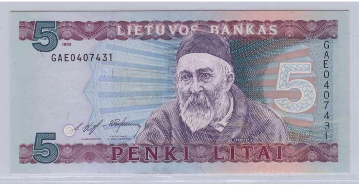 #55 1993 m. 5 litai  GAD serija VF!