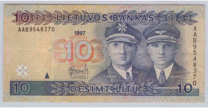 #59 1997 m. 10 litų  AAB serija VF!