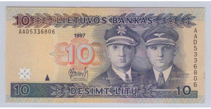 #59 1997 m. 10 litų  AAD serija UNC!