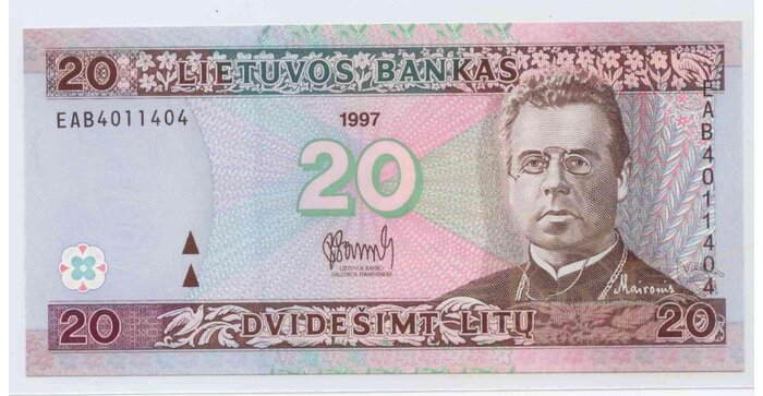 #60 1997 m. 20 litų  EAB serija UNC !