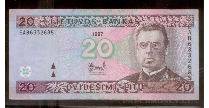 #60 1997 m. 20 litų  EAB serija VF+ !