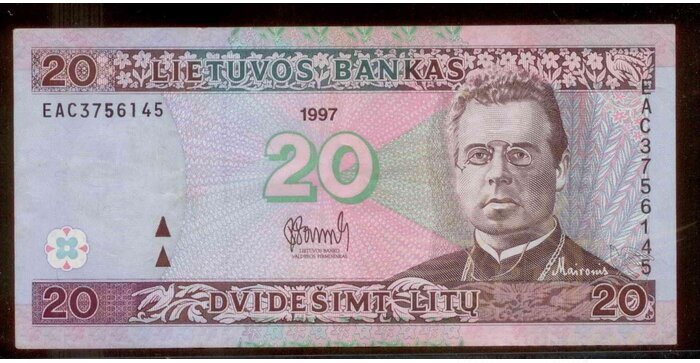 #60 1997 m. 20 litų  EAC serija VF+ !