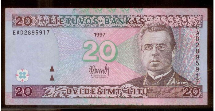 #60 1997 m. 20 litų  EAD serija VF+ !