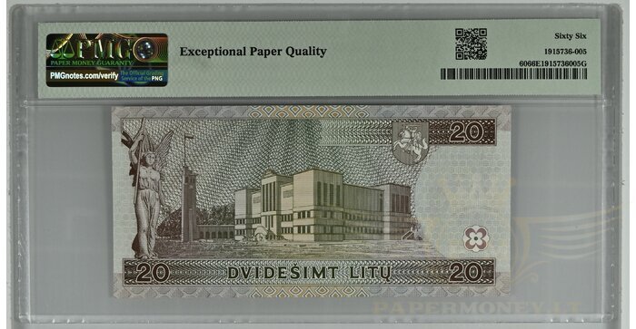 #60 1997 m. 20 litų  EAD serija PMG66!