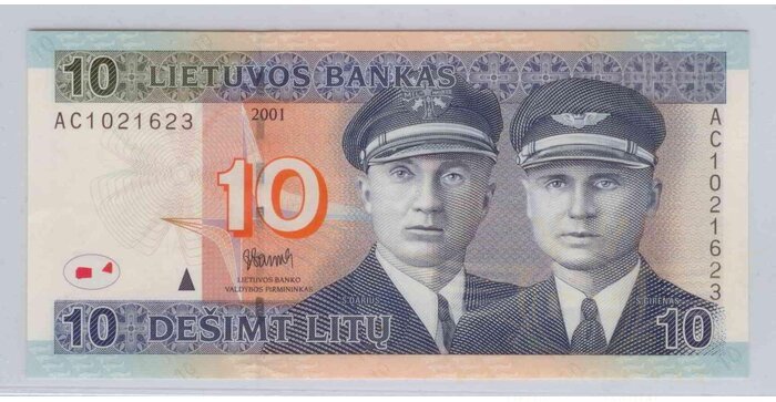 #65 2001 m. 10 litų AC serija UNC !