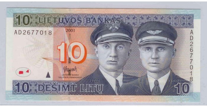 #65 2001 m. 10 litų AD serija UNC !