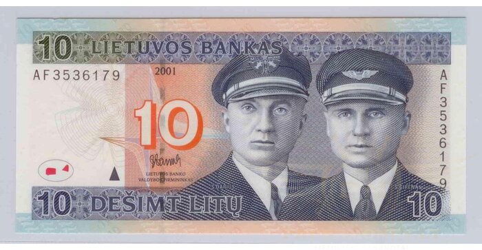 #65 2001 m. 10 litų AF serija UNC !