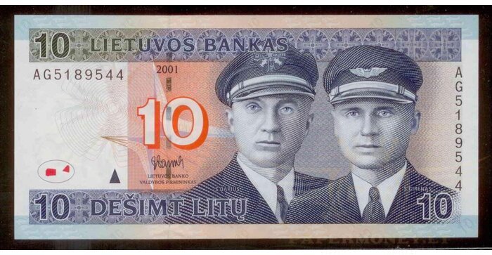 #65 2001 m. 10 litų AG serija UNC !