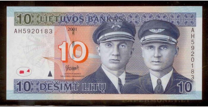 #65 2001 m. 10 litų AH serija UNC !