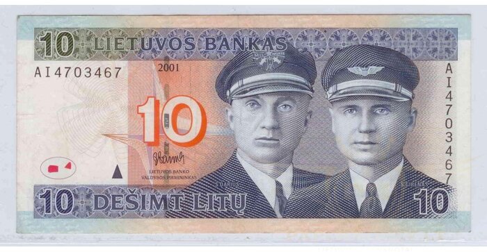 #65 2001 m. 10 litų AI serija XF !