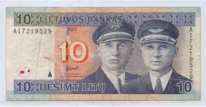 #65 2001 m. 10 litų AI serija VF !