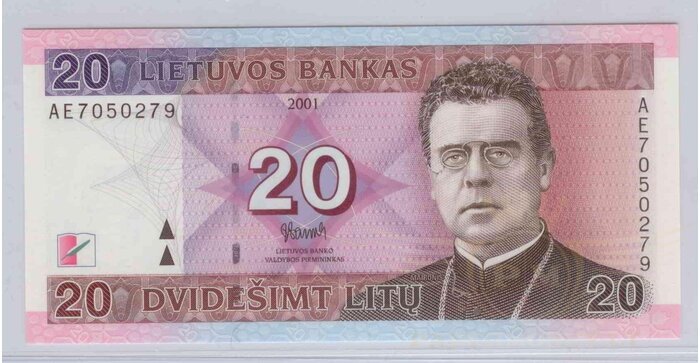 #66 2001 m. 20 litų AE serija UNC !