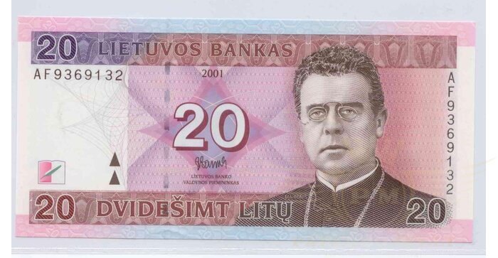 #66 2001 m. 20 litų AF serija UNC !