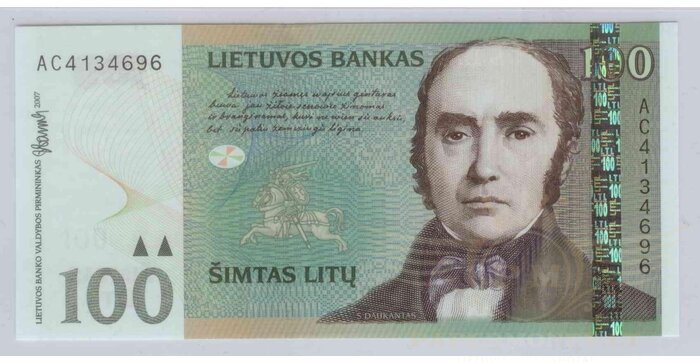 #70 2007 m. 100 litų  AC serija UNC- !