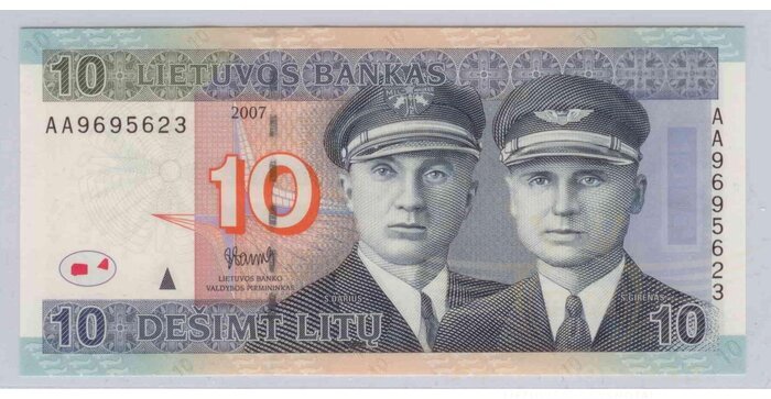 #68 2007 m. 10 litų  AA serija UNC !