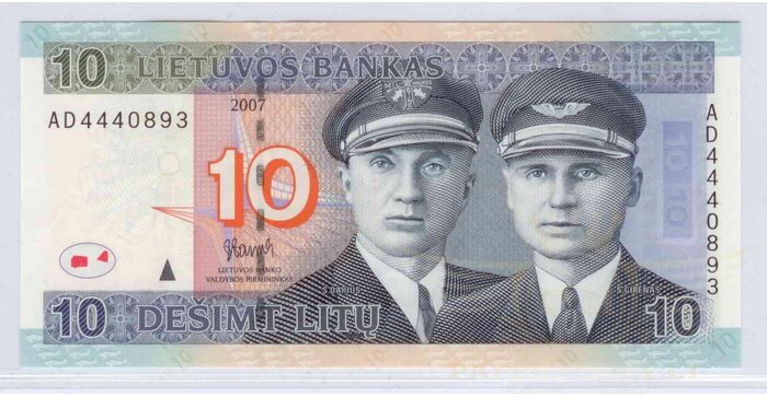 #68 2007 m. 10 litų  AD serija UNC !