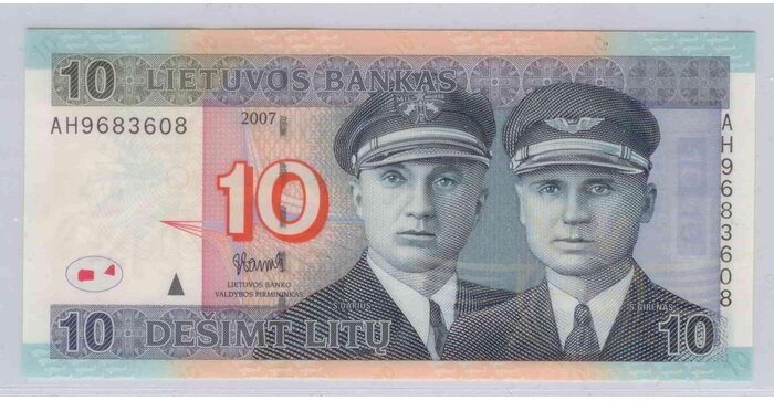 #68 2007 m. 10 litų  AH serija UNC !