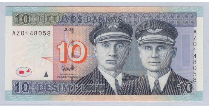 #68 2007 m. 10 litų  AZ serija replacement UNC !