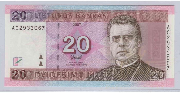 #69 2007 m. 20 litų AC serija UNC !