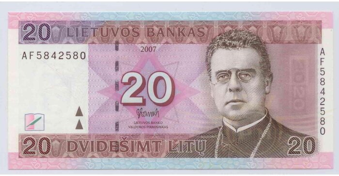 #69 2007 m. 20 litų AF serija UNC !