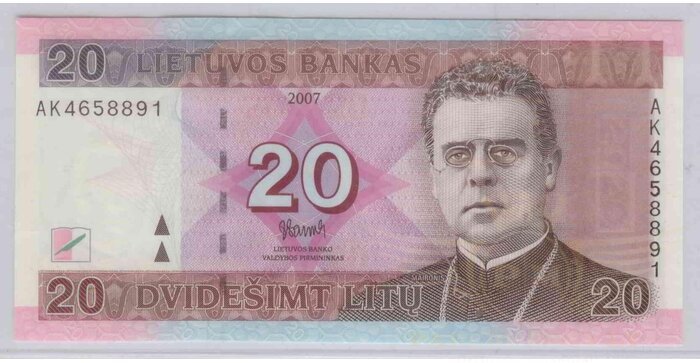 #69 2007 m. 20 litų AK serija UNC !